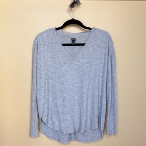 Wild Fable Light Gray V-Neck Long Sleeve Top